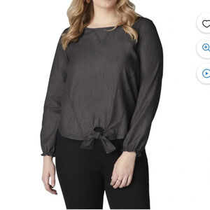 Lee Riders Shape Illusions Long Sleeve Tie Front Denim Shirt. Size L. Bl…